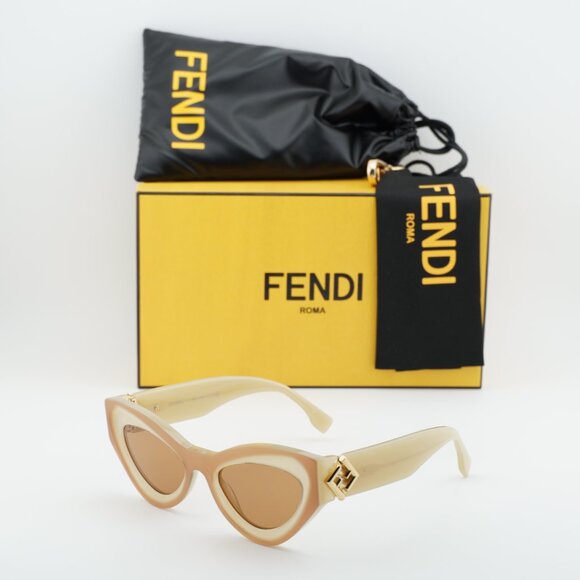 Fendi FE40146I 57E Cat Eye Sunglasses - Beige/Brown main image 7
